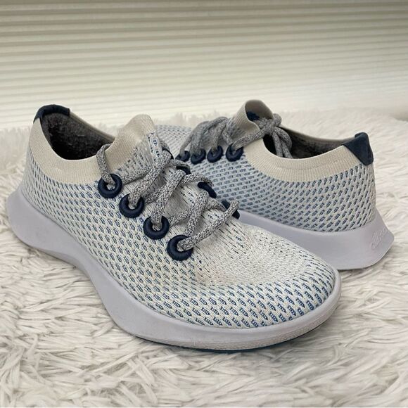 Allbirds Tree Dashers Womens Running Sneakers Shoes Geyser Blue white‎ Size 7 - Picture 1 of 9